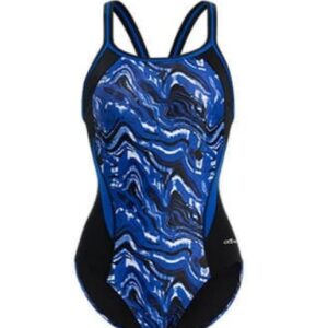Women's blue marble one-piece swimsuit