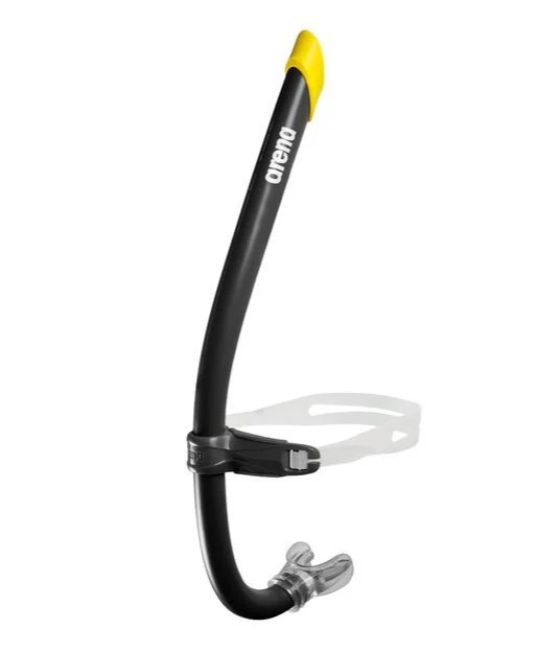 Black snorkel with yellow tip and mouthpiece