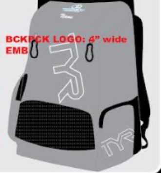 Gray backpack with TYR logo and mesh pocket