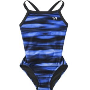 Metuchen Municipal Pool_TYR Girls' Technowave Diamondfit One Piece Swimsuit, Blue