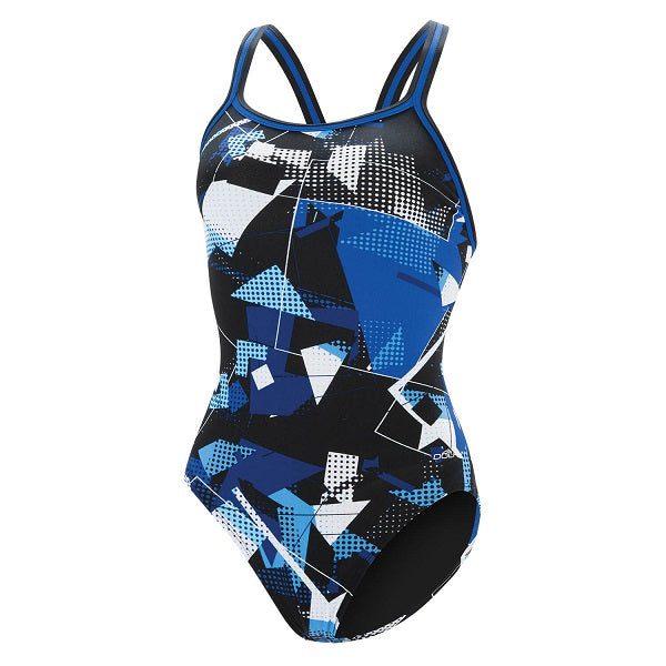 Women's blue geometric one-piece swimsuit