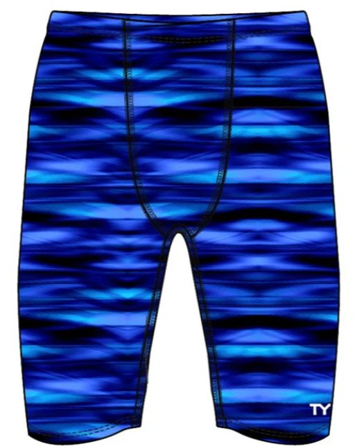 Blue wavy swim jammers with TY logo