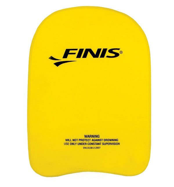 Yellow FINIS swim kickboard with logo