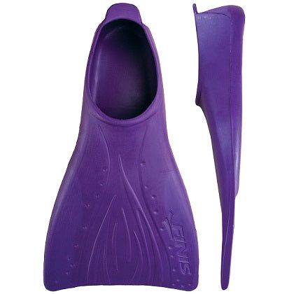 Purple swim monofin shown from top and side