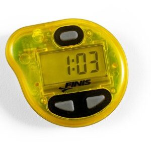 Yellow digital FINIS stopwatch showing 1:03