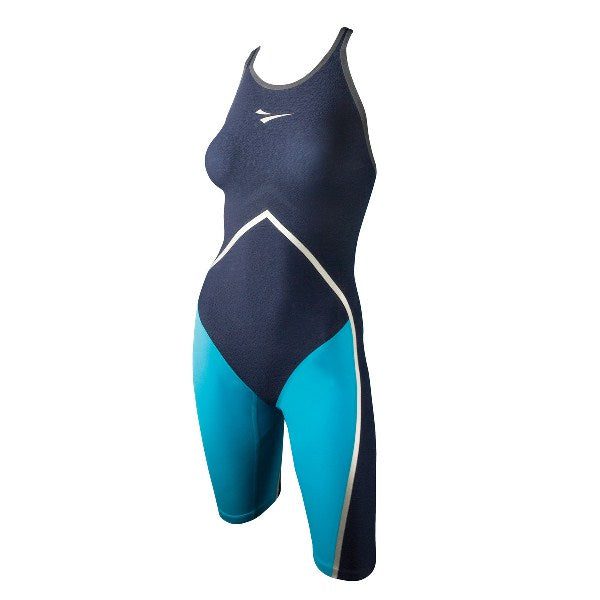 Women's navy and teal racing swimsuit