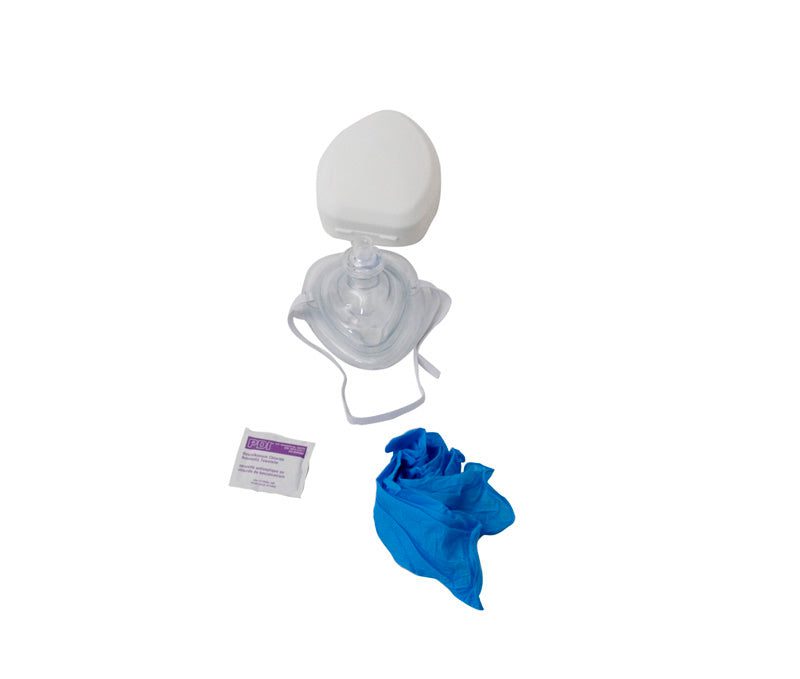 CPR face shield kit with wipe and cloth