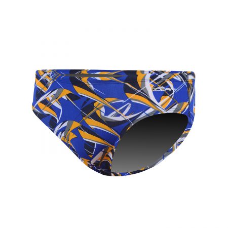 Blue yellow abstract patterned men's swim briefs