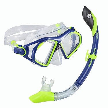 Blue and green snorkel set