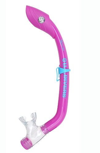 Pink snorkel with clear silicone mouthpiece