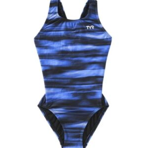 Blue striped TYR one-piece women's swimsuit