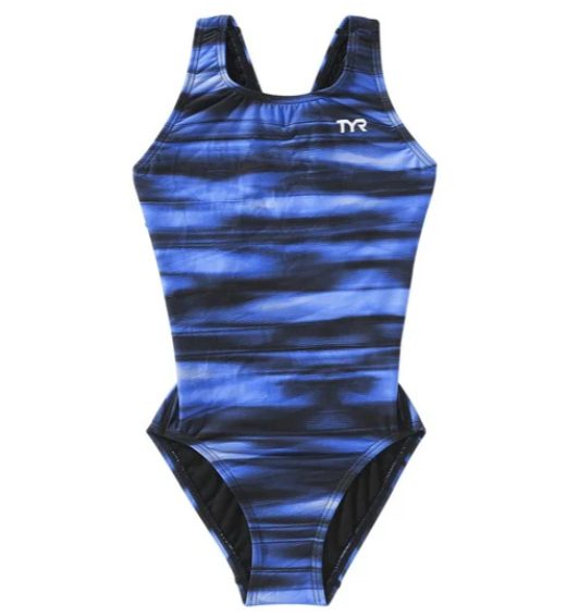 Blue striped TYR one-piece women's swimsuit