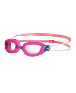 Pink swim goggles with clear lenses