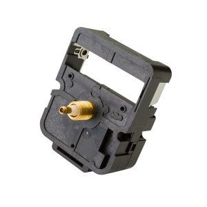 Black quartz clock movement with brass shaft