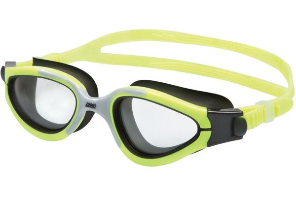 Yellow and black swimming goggles