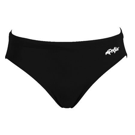 Black bikini bottoms with white logo