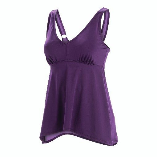 Purple sleeveless top with built-in bra
