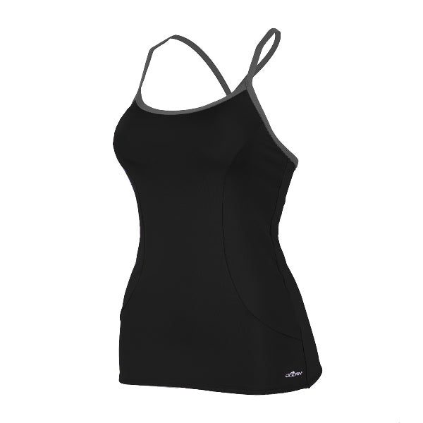 Black women's spaghetti-strap athletic tank top