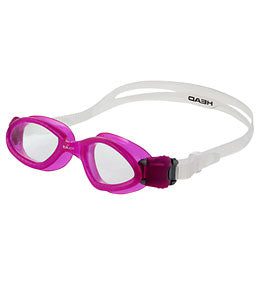 Pink swim goggles with white strap