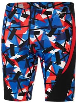 Multicolored geometric men's swim jammers