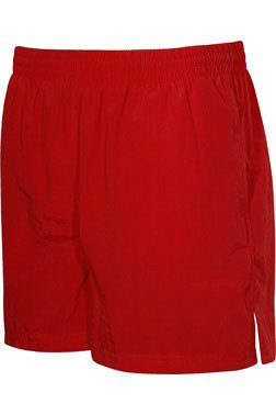 Red shorts with elastic waistband