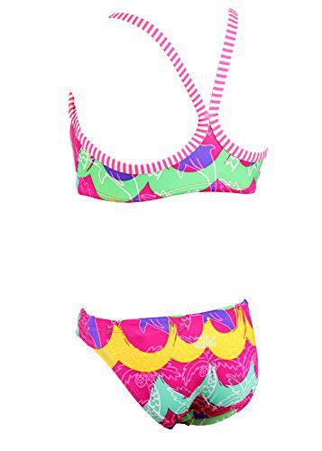 Bright multicolored patterned two-piece bikini