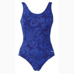 Women's blue floral one-piece swimsuit