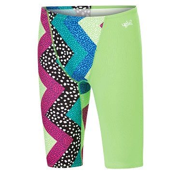 Green zigzag patterned women's swim jammers