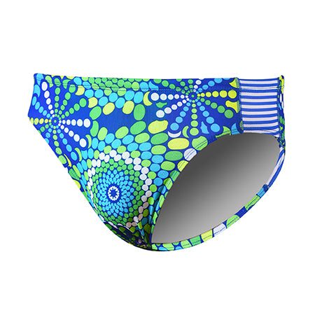 Blue and green patterned women's bikini bottom