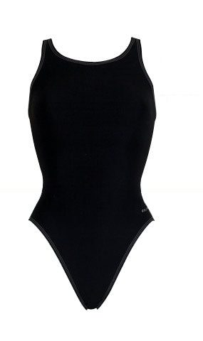 Black high-cut one-piece swimsuit