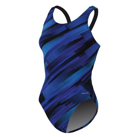 Blue patterned women's one-piece swimsuit
