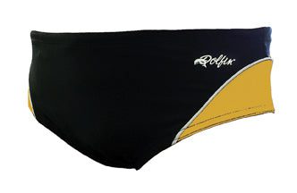 Black and yellow men's swim briefs