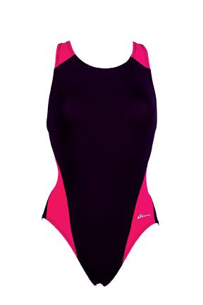 Black and pink one-piece women's swimsuit