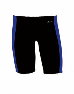 Black swim jammers with blue side panels