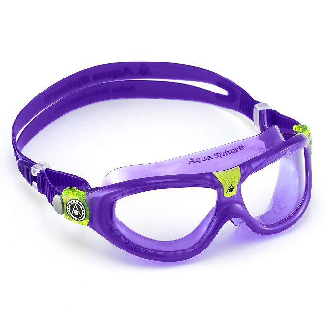 Purple Aqua Sphere swimming goggles with straps