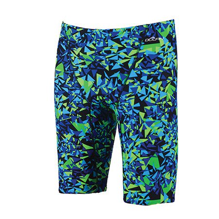Men's blue-green geometric swim jammers