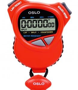 Red Oslo digital stopwatch with lanyard