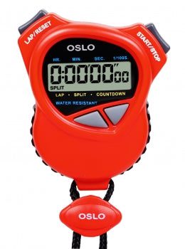 Red Oslo digital stopwatch with lanyard