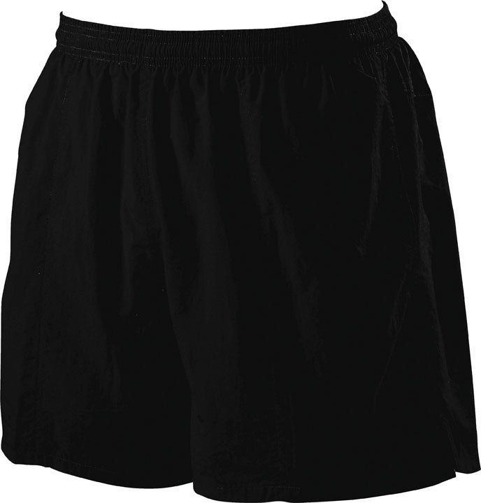 Black athletic shorts with elastic waistband