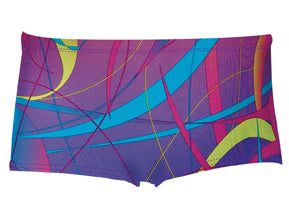 Colorful abstract patterned women's swim shorts