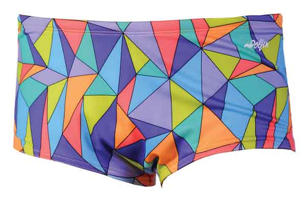 Men's colorful geometric swim trunks