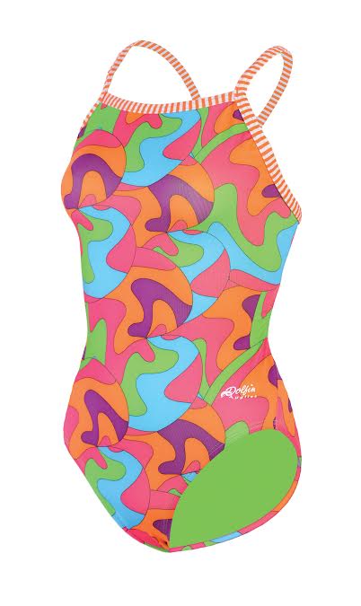 Colorful psychedelic one-piece swimsuit