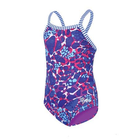 Girls purple patterned one-piece swimsuit