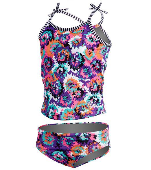 Colorful floral tankini two-piece swimsuit