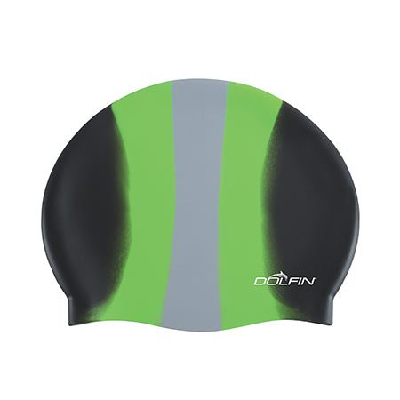 Green and black Dolfin swim cap