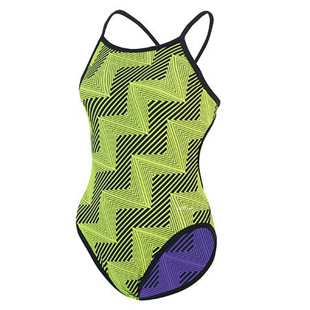Neon yellow geometric women's one-piece swimsuit