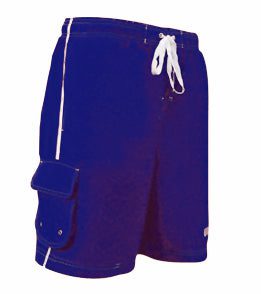 Navy blue men's swim trunks with cargo pocket