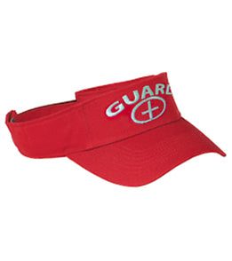 Red lifeguard visor with white cross