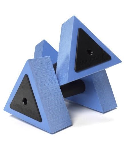 Pair of blue triangular foam dumbbells