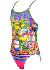 Colorful Egyptian-print one-piece swimsuit